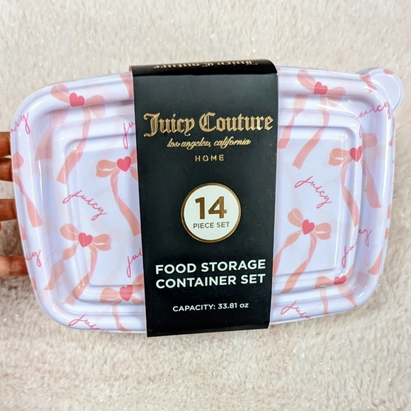 New 🎀 14pc Juicy Couture Food Storage Containers Ribbon Bows with Hearts - Picture 1 of 2